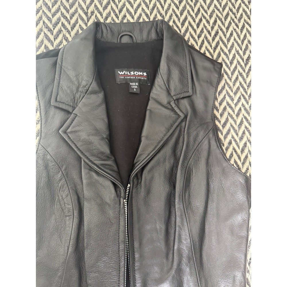 Wilsons Leather Full Zip Black Leather Vest. Womens (Size Small) EUC